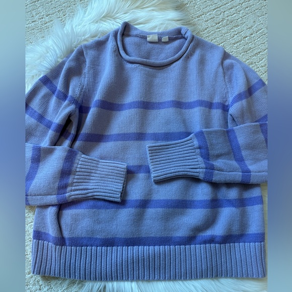 GAP Sweaters - GAP Warm Purple Violet Stripe Roll Neck Cotton Sweater